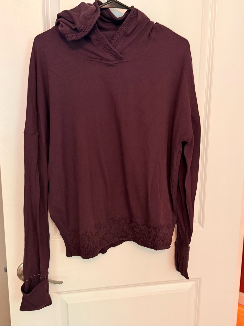 Lululemon Women’s Maroon Hooded Running Top - size 8